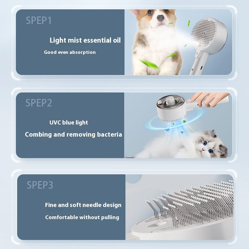 One-Click Self-Cleaning Pet Grooming Brush